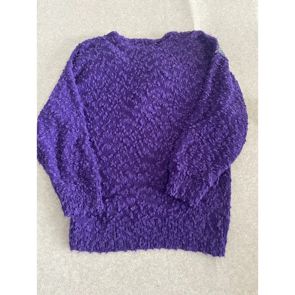 20 Ans Purple Art‎ to Wear Sweater M/L Faux Fur Sequin Beaded Knit Statement Top